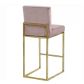 Metal velvet high bar counter stool chair modern with back